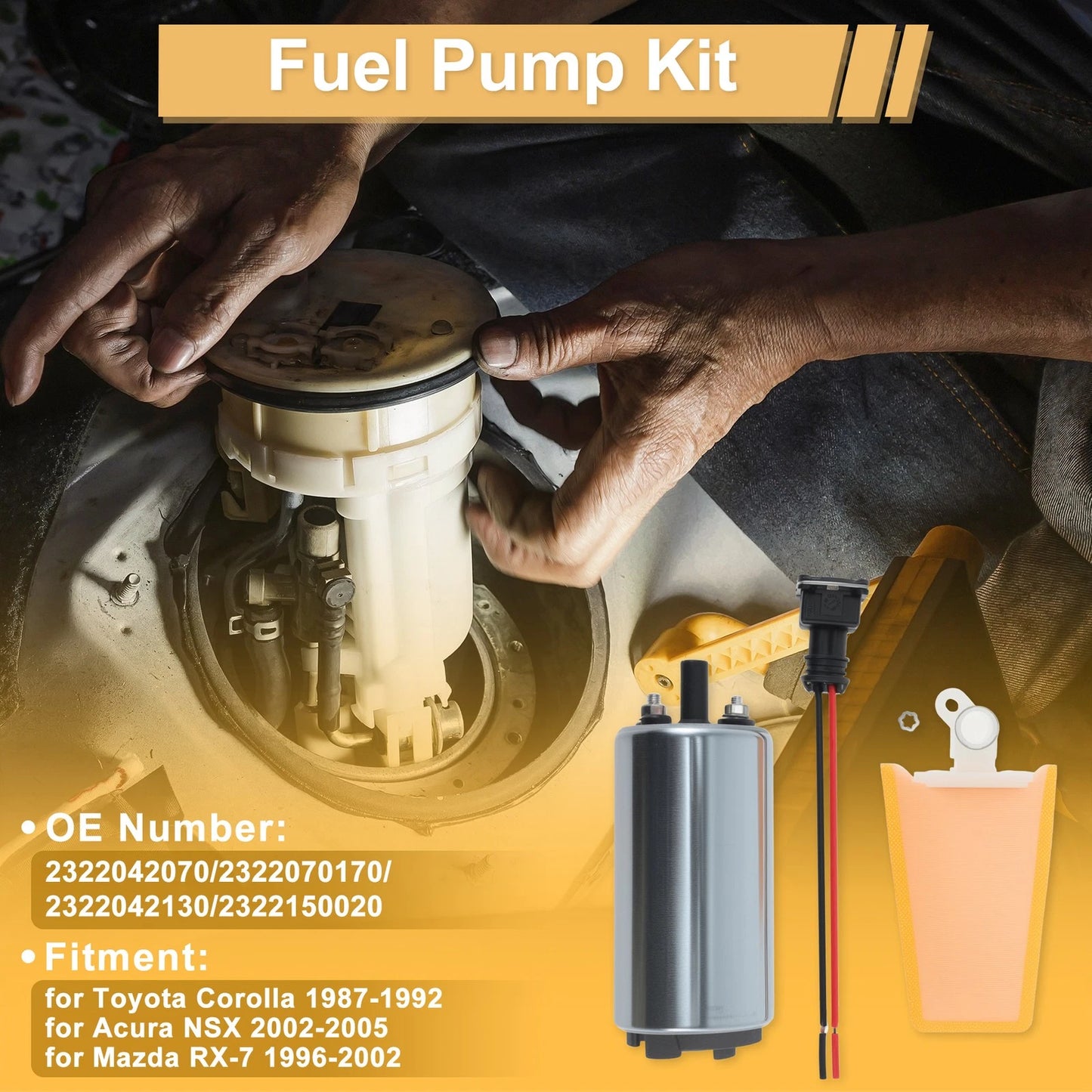 Set of 2 Metal Electric Fuel Pumps for Toyota Corolla (1987–1992) 2322042070