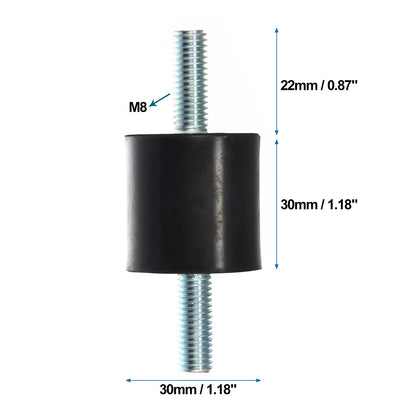 Set of 4 M8 Anti Vibration Rubber Isolator Dampers for Cars (30x30mm)