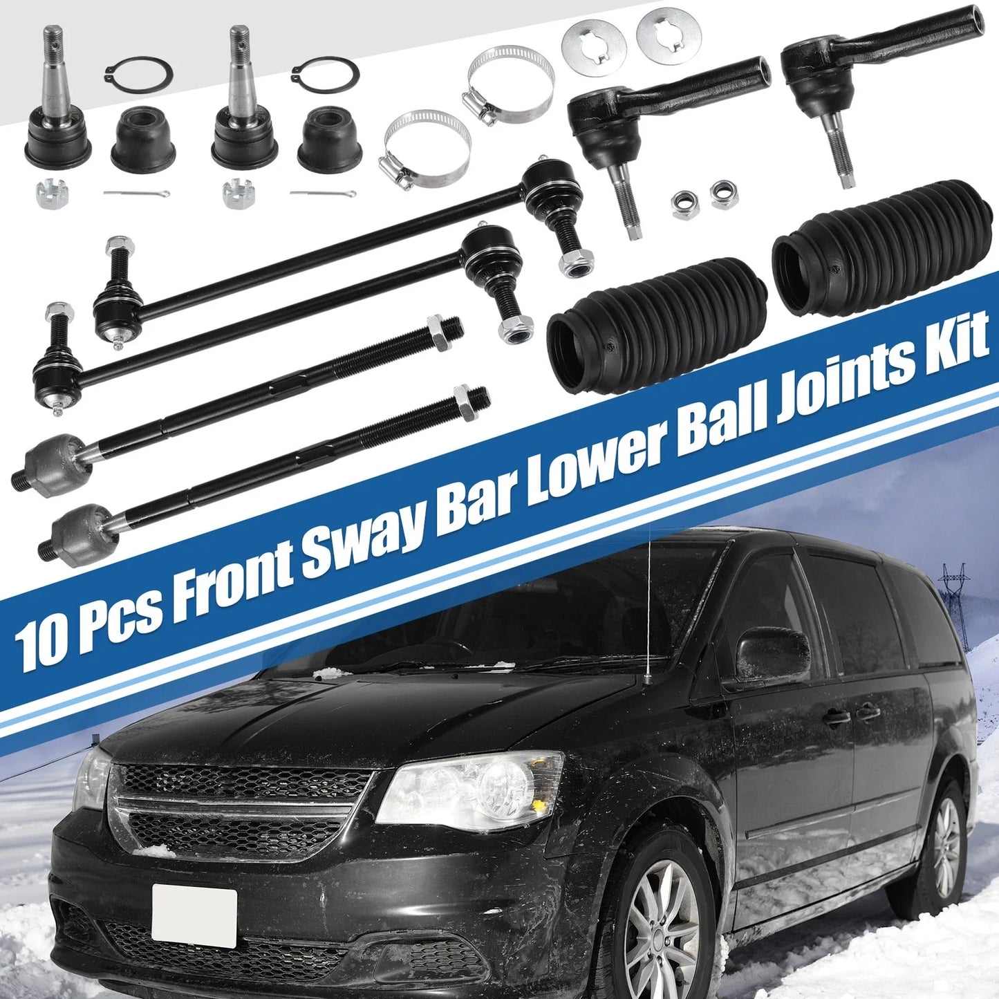10 x Car Front Inner Outer Tie Rod End Links for Chrysler Voyager (2001-2003)