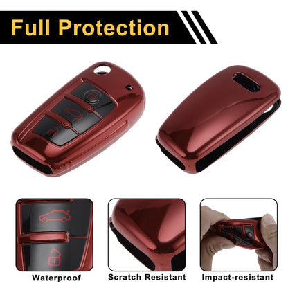 Red TPU Car Key Case for Audi A1 A3 A4 (3 Buttons)