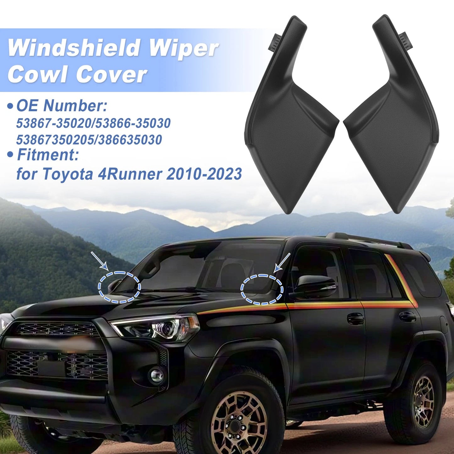 Set of 2 Windshield Cowl Replacement for Toyota 4Runner (2010–2023) 53867-35020