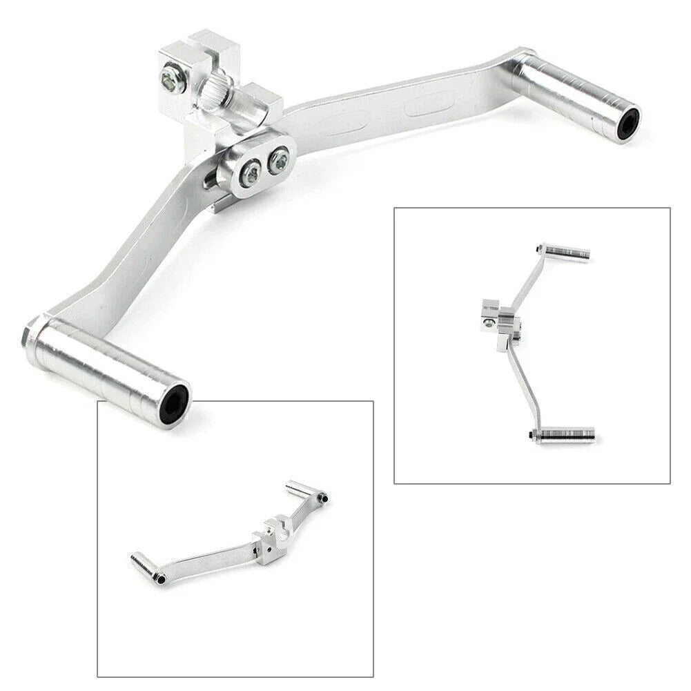 Dual Way Gear Shift Lever Footrest Pedal Shifter for Motorcycle - Silver Aluminum
