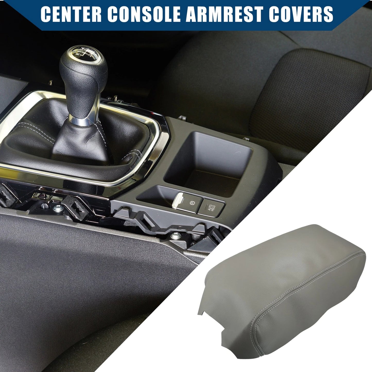 Center Console Armrest Covers for Nissan Maxima (2009–2014) Faux Leather Gray