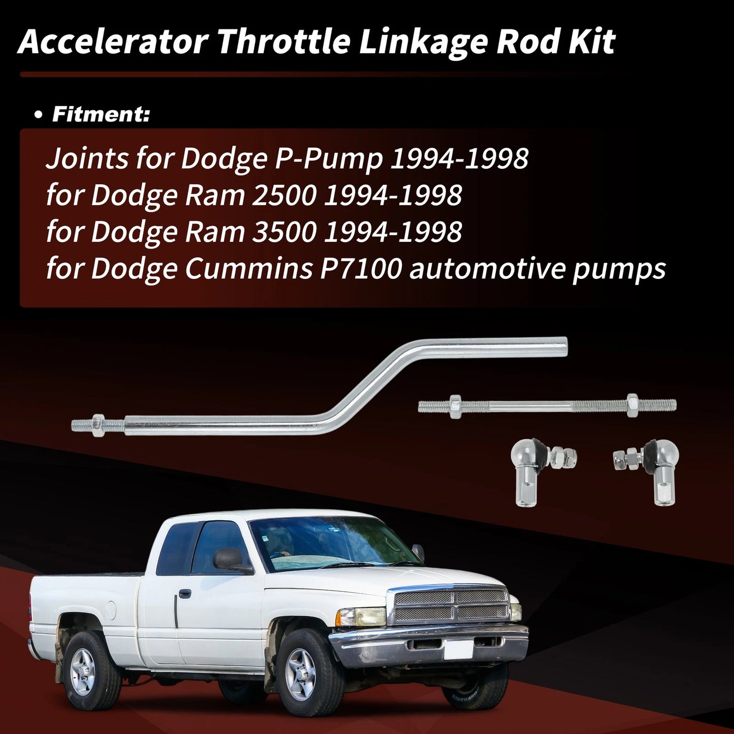 Throttle Linkage Rod Kit for Dodge Ram 2500 3500 (1994–1998) No.3932317