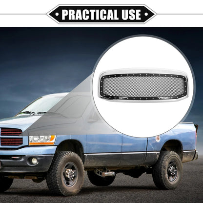 Front Grille Assembly for Dodge - Chrome Silver Tone Gloss Black
