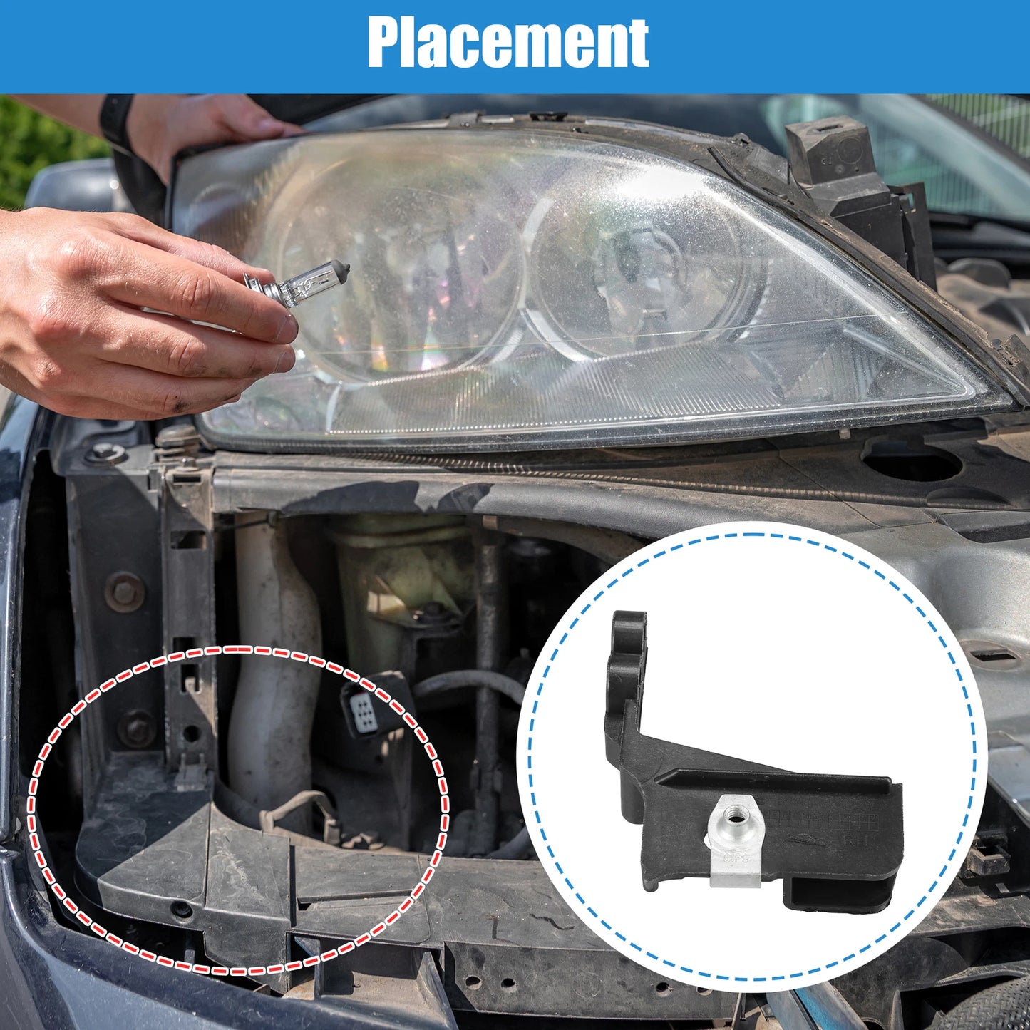 Front Right Headlight Support Mount Bracket for Ford Fusion, Lincoln MKZ (2013–2020)
