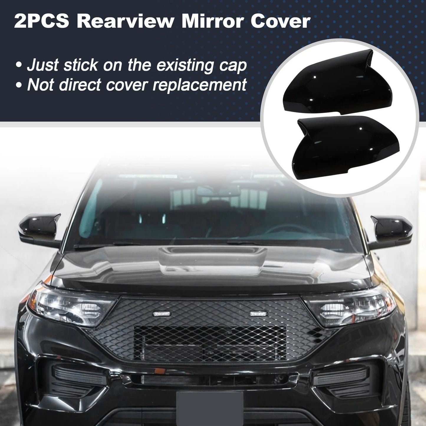 2X Ox Horn Rear View Mirror Cover for Ford Explorer (2020–2024)