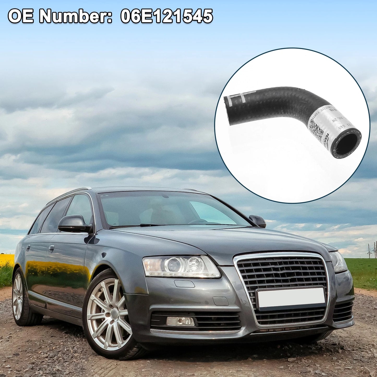 Radiator Hose Coolant Pipe for Audi A6 Quattro (2005–2011) No. 06E121545 Rubber Black