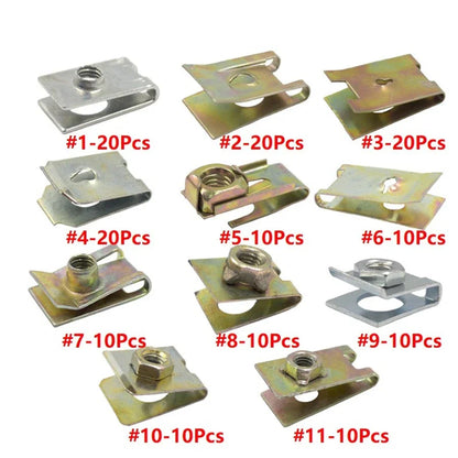 150 Pcs U-Type Metal Screw Nut Clips for Car Fender Bumper