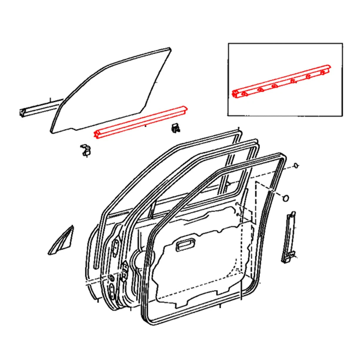 Door Glass Inner Weatherstrip for Toyota Land Cruiser (1990–1997)
