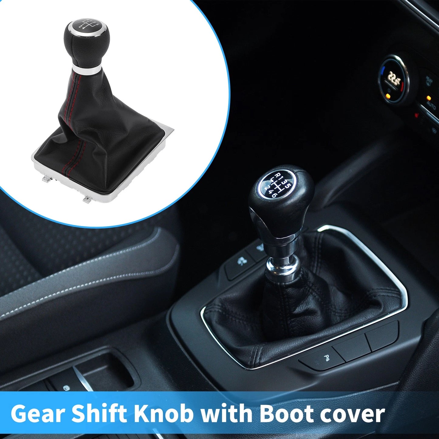 5 Speed Gear Shifter Knob with Cover for VW Passat B6 (2006–2010) Faux Leather