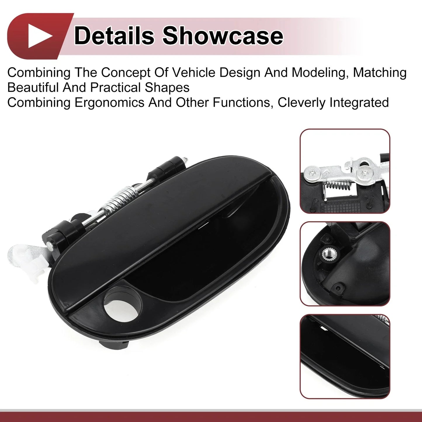 Exterior Door Handle for Hyundai Accent Front Right Black ABS (2010-2017)