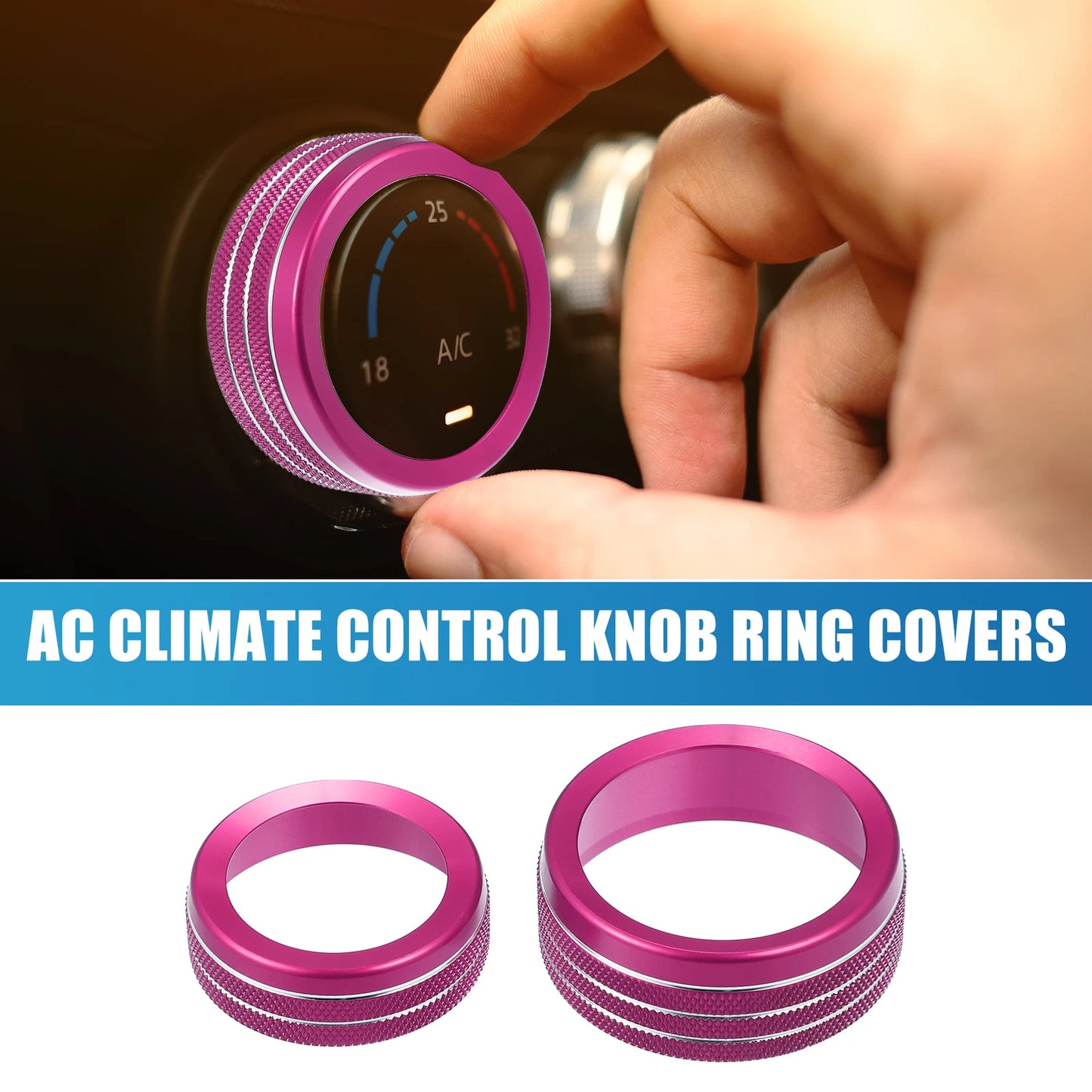 Set of 3 AC Radio Switch Knob Cover Decals for Dodge Durango (2014–2020) Pink