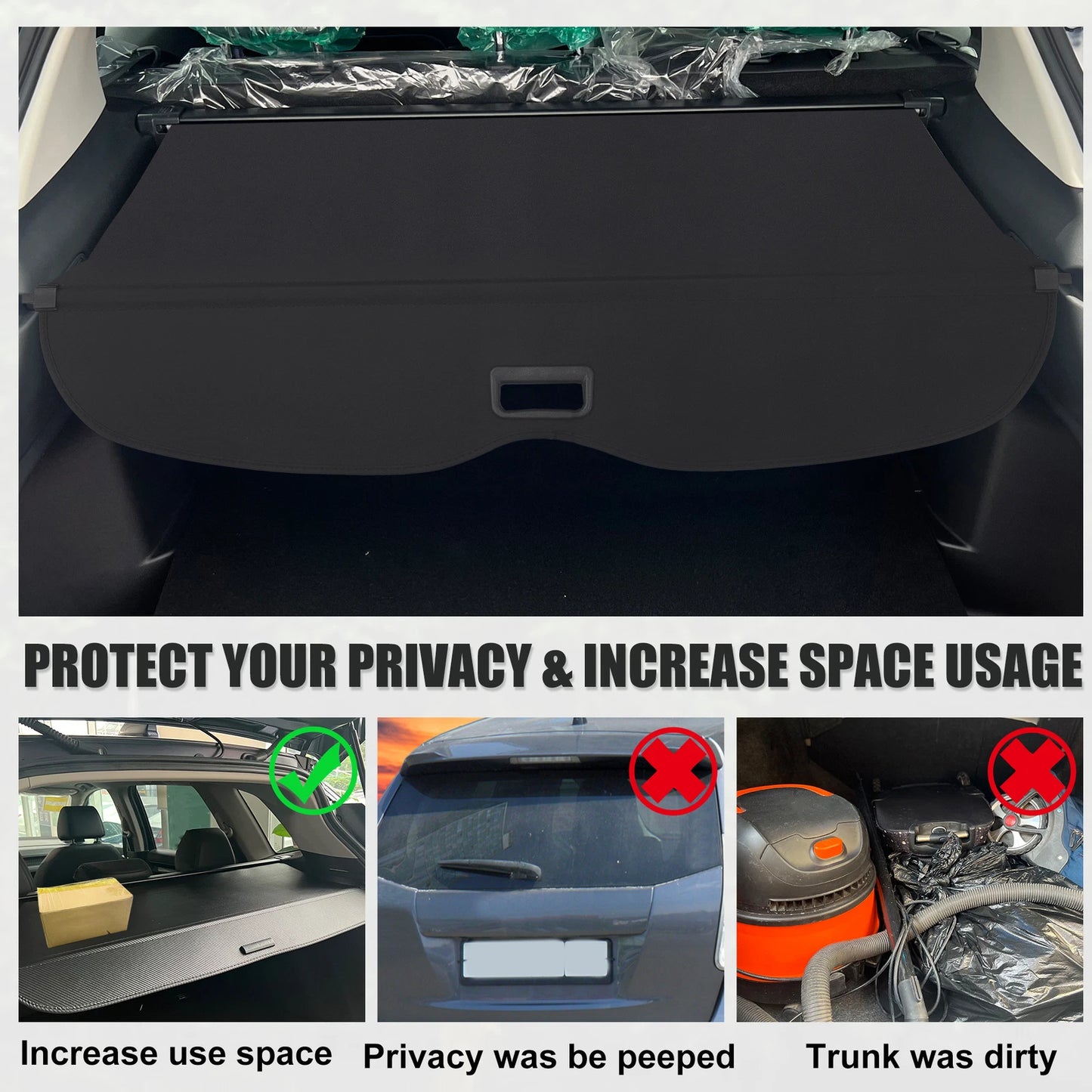 Cargo Cover for Honda Passport (2019–2023) Rear Trunk Shielding Shade Black