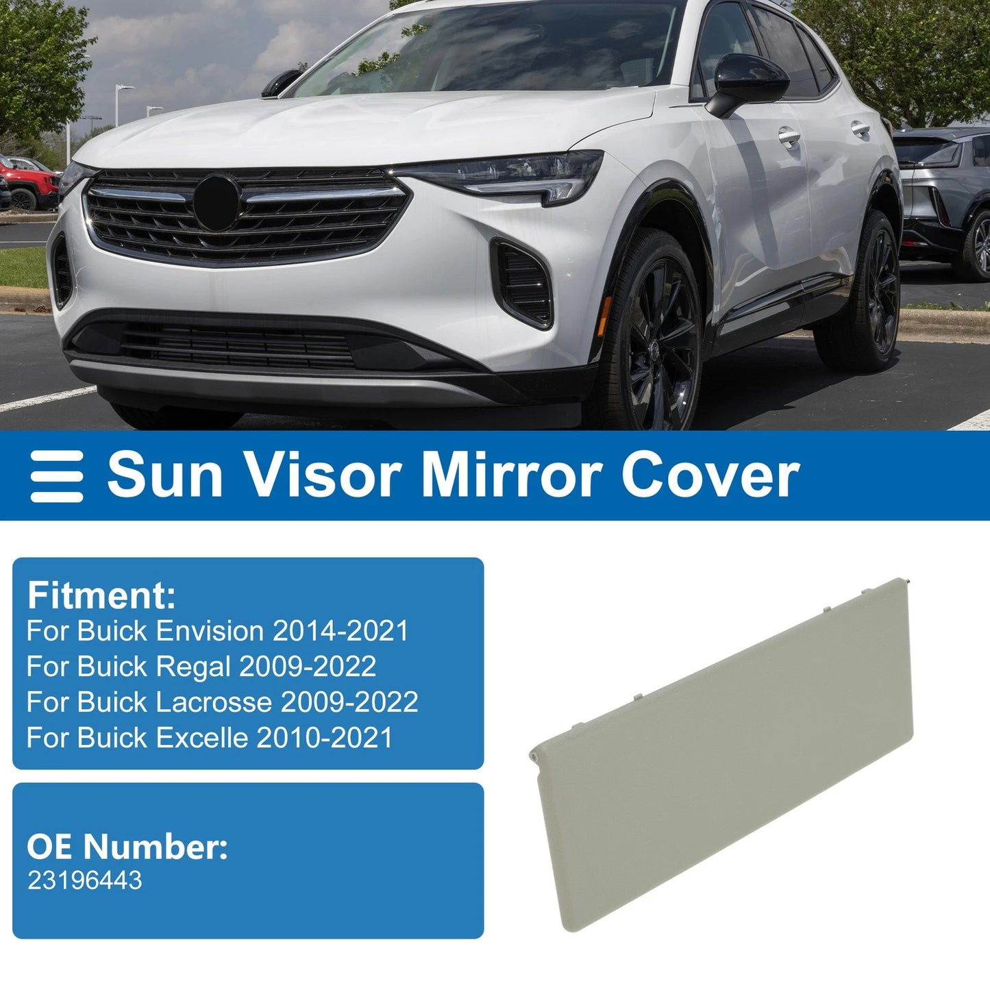 Sun Visor Mirror Cover for Buick Envision (2014–2021) No. 23196443 Light Beige