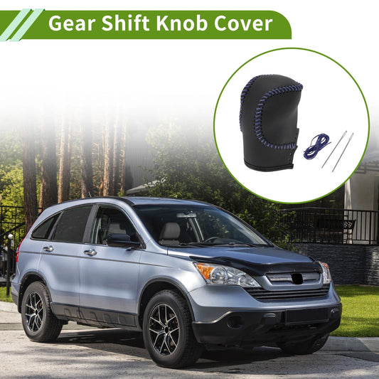 1 Pc Gear Shift Knob Cover Black Blue Faux Leather for Honda Civic (2022-2024)