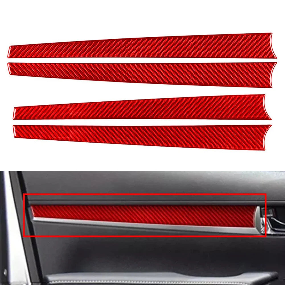Red Interior Door Panel Strips Cover Trim for Toyota Hilux Revo (2015-2023)