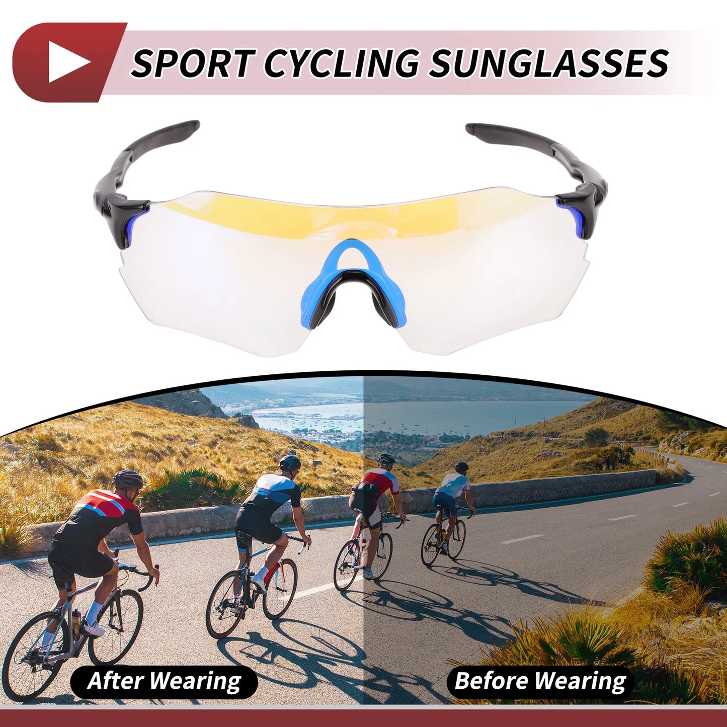 Set of 1 Motorcycle Riding Goggles for Universal Fit (Light Blue Lens)