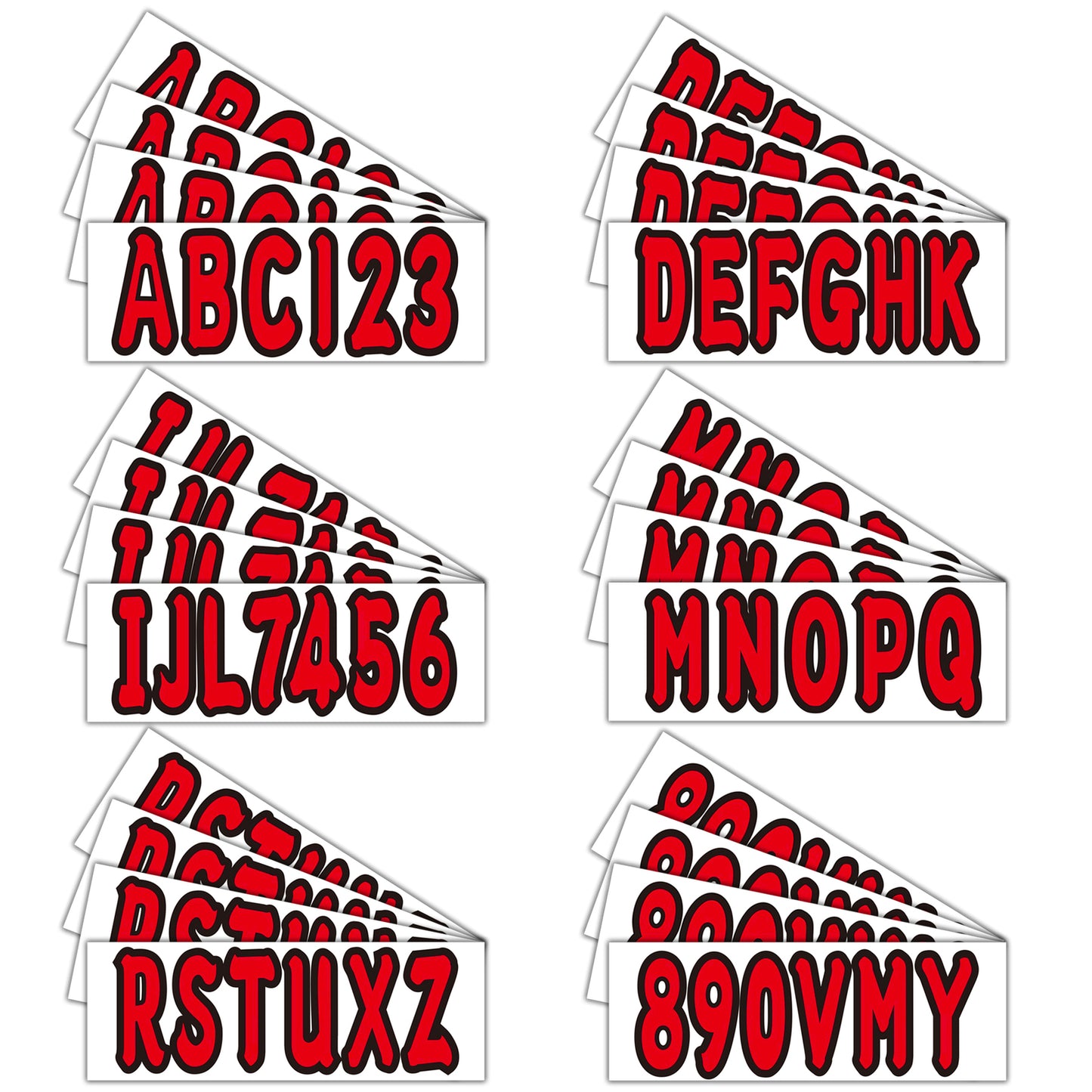Set of 4 Custom Boat Registration Numbers Decals A-Z & 0-9 (Red)