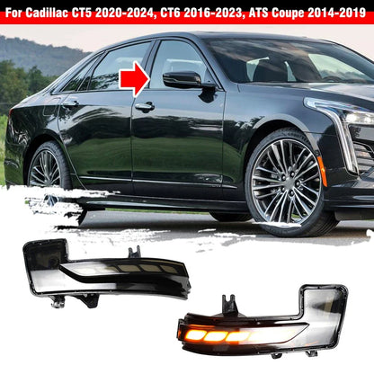 Black Dynamic LED Side/Wing Mirror Signal Lights for Cadillac CT5 CT6 ATS