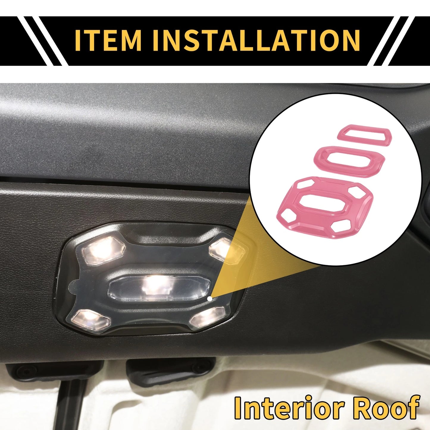 Set of 1 Roof Reading Light Lamp Cover Trim for Jeep Wrangler JL JLU (2018–2024) Pink