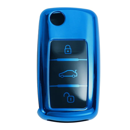 Blue TPU Car Key Case for VW Up (2011–2023) - 3 Buttons