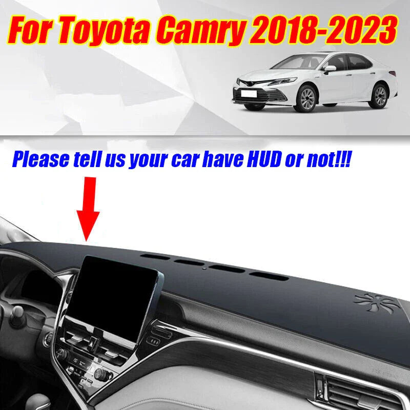 Black Leather Dashboard Cover Pad Mat for Toyota Camry (2018–2023)