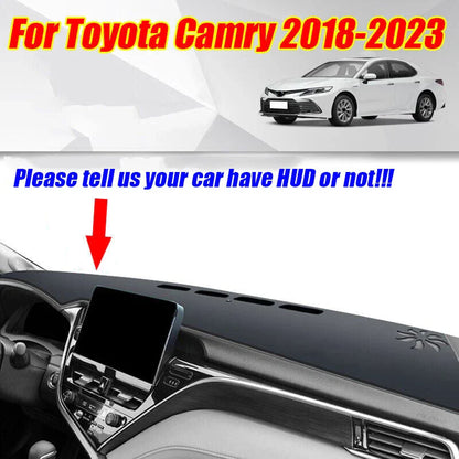 Black Leather Dashboard Cover Pad Mat for Toyota Camry (2018–2023)