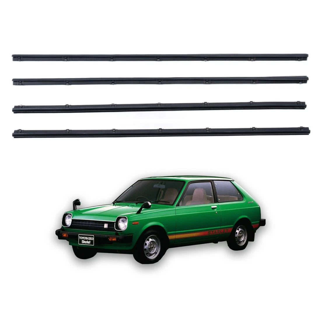 Front Door Glass Weatherstrip for Toyota Starlet 3-Door (1978–1984)