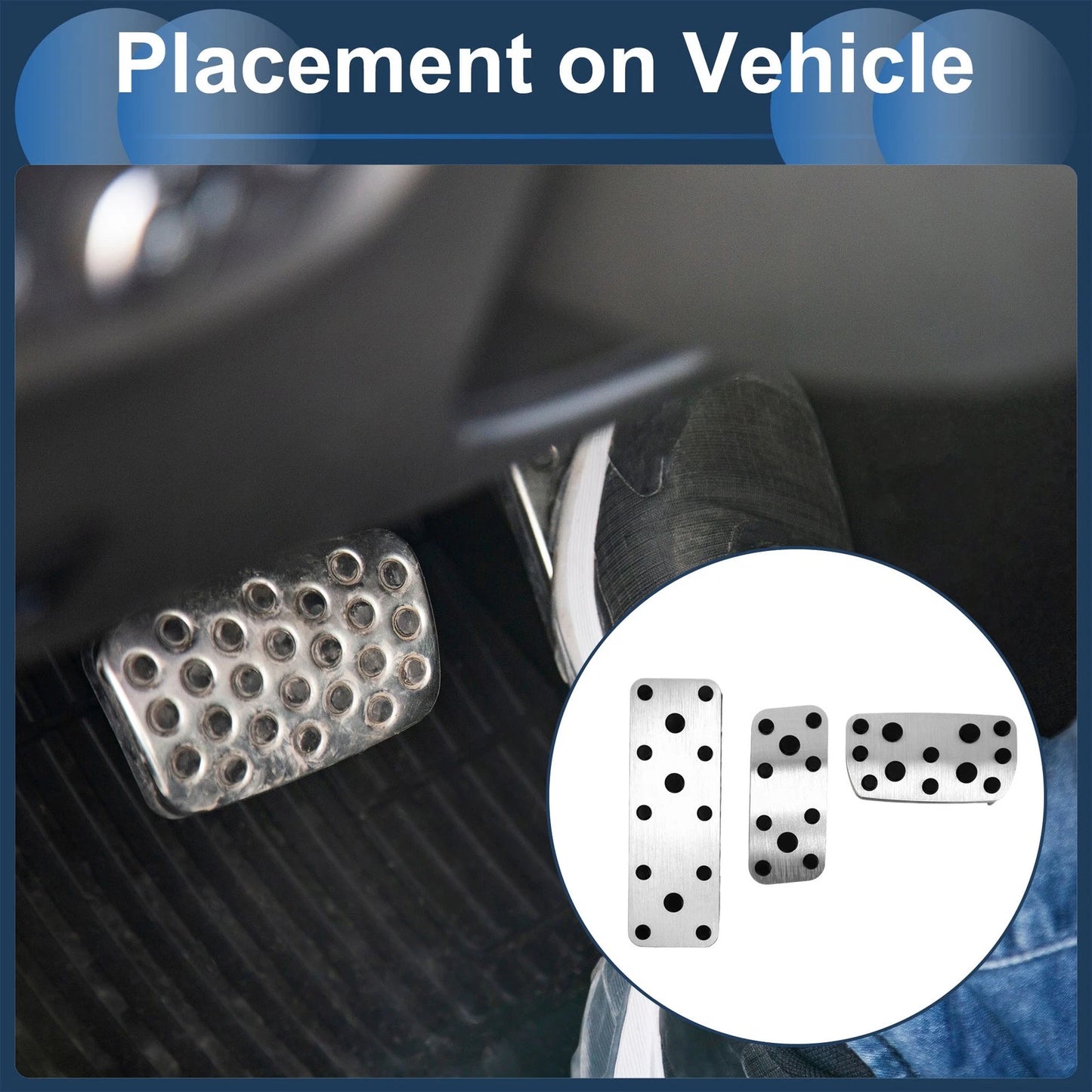 3Pcs Foot Accelerator Pedal Covers for Subaru Forester (2006–2018) Silver Tone
