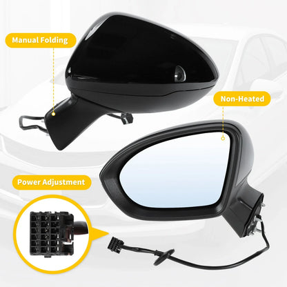 Left Side Door Mirror Black for Chevy Cruze Sedan/Hatchback (2016-2019)