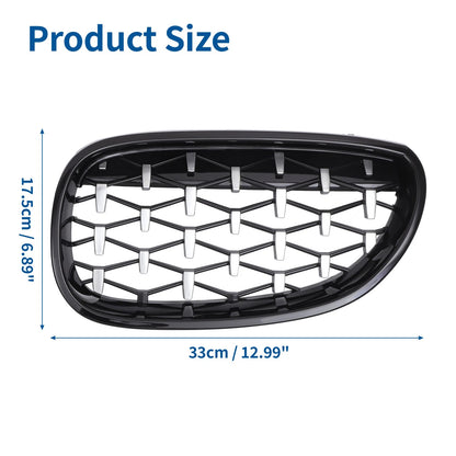 1 Pair Front Hood Bumper Grille Grill Diamond Star for BMW 5 Series (2004–2009)