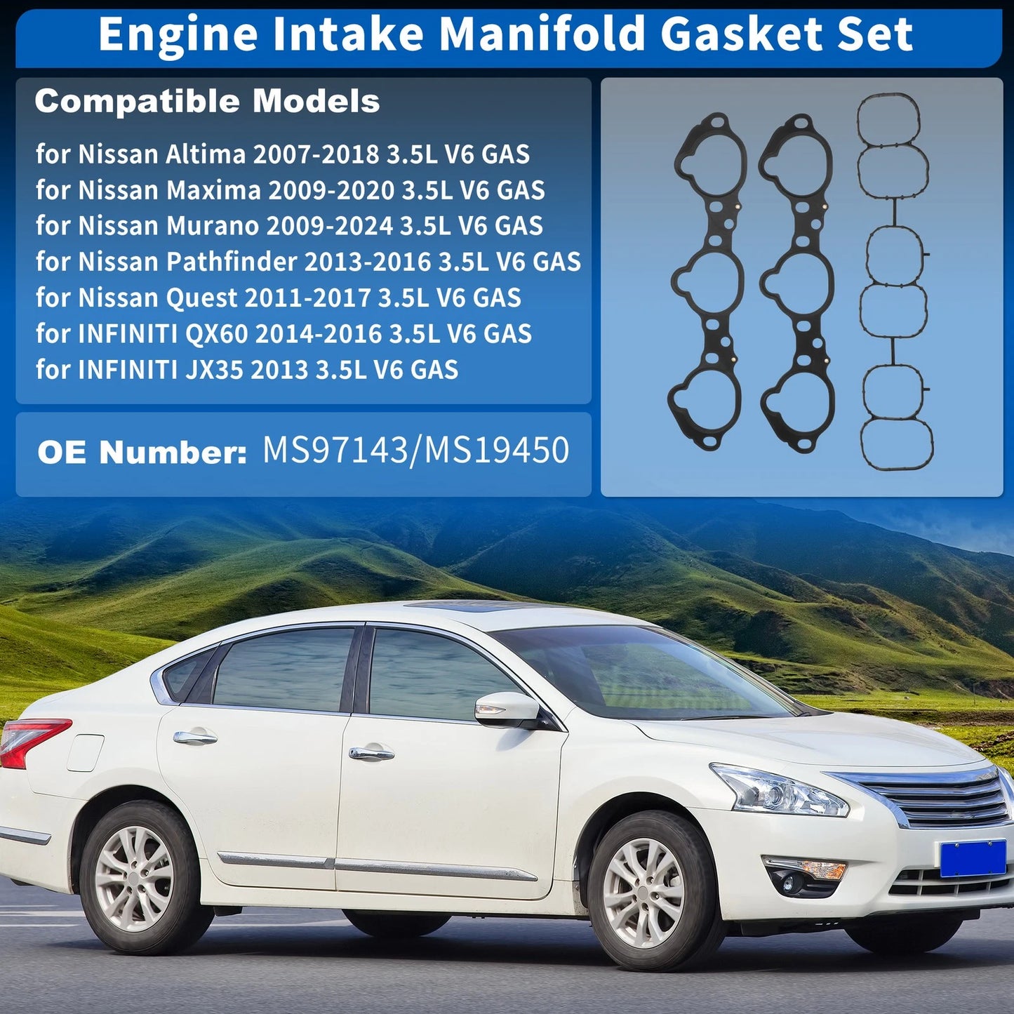 Intake Manifold Gasket Set for Nissan Altima (2007–2018) MS97143/MS19450