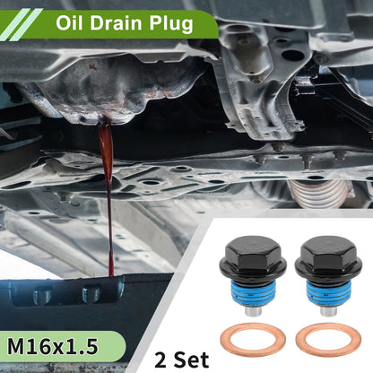 Set of 2 M16x1.5 Copper Oil Drain Plug with Gasket for Car Motorcycle