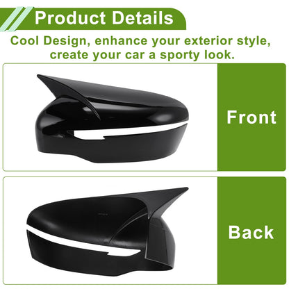 1 Pair ABS Mirror Cover Cap Gloss Black for Nissan Rogue (2014–2020)