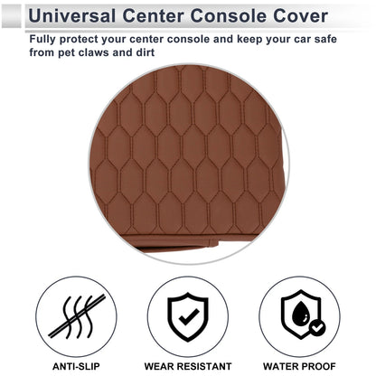 Center Console Cover for Car (13.39"x9.06"x2.36", Light Brown)
