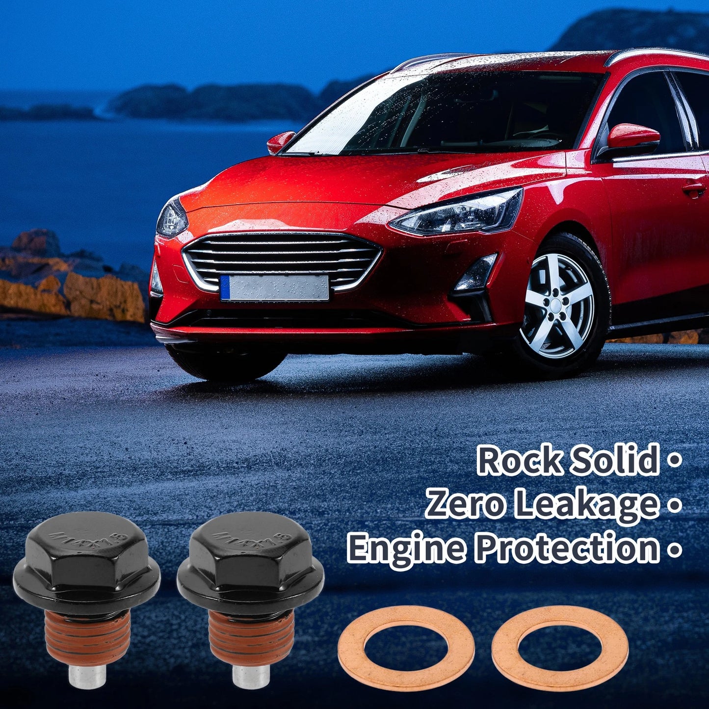 Set of 2 M14x1.5 Copper Oil Drain Plug with Gasket for Car Motorcycle