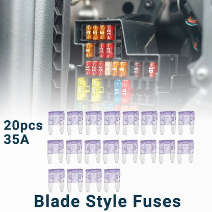 Set of 20 Mini Blade Fuses 35A for Automotive Short Circuit Protection