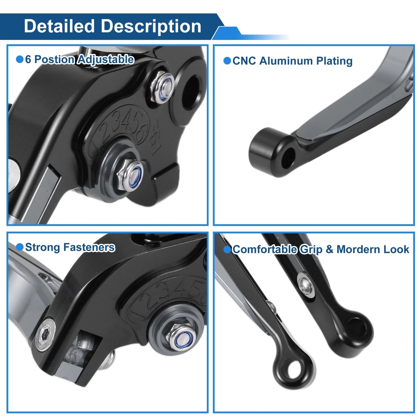 Adjustable Brake Clutch Levers for Yamaha WR125X (2009–2015) Black Titanium