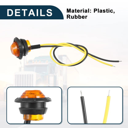 10X Universal LED Trailer Lights 24V Round Waterproof Marker Yellow