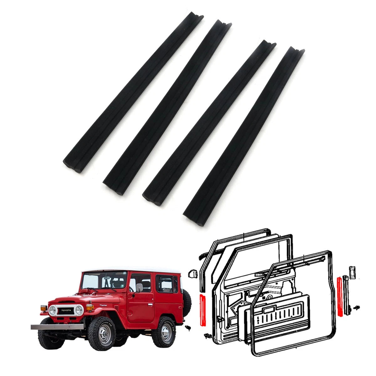 Door Glass Run for Toyota Land Cruiser BJ42 BJ46 FJ43 HJ47 (1969–1986)