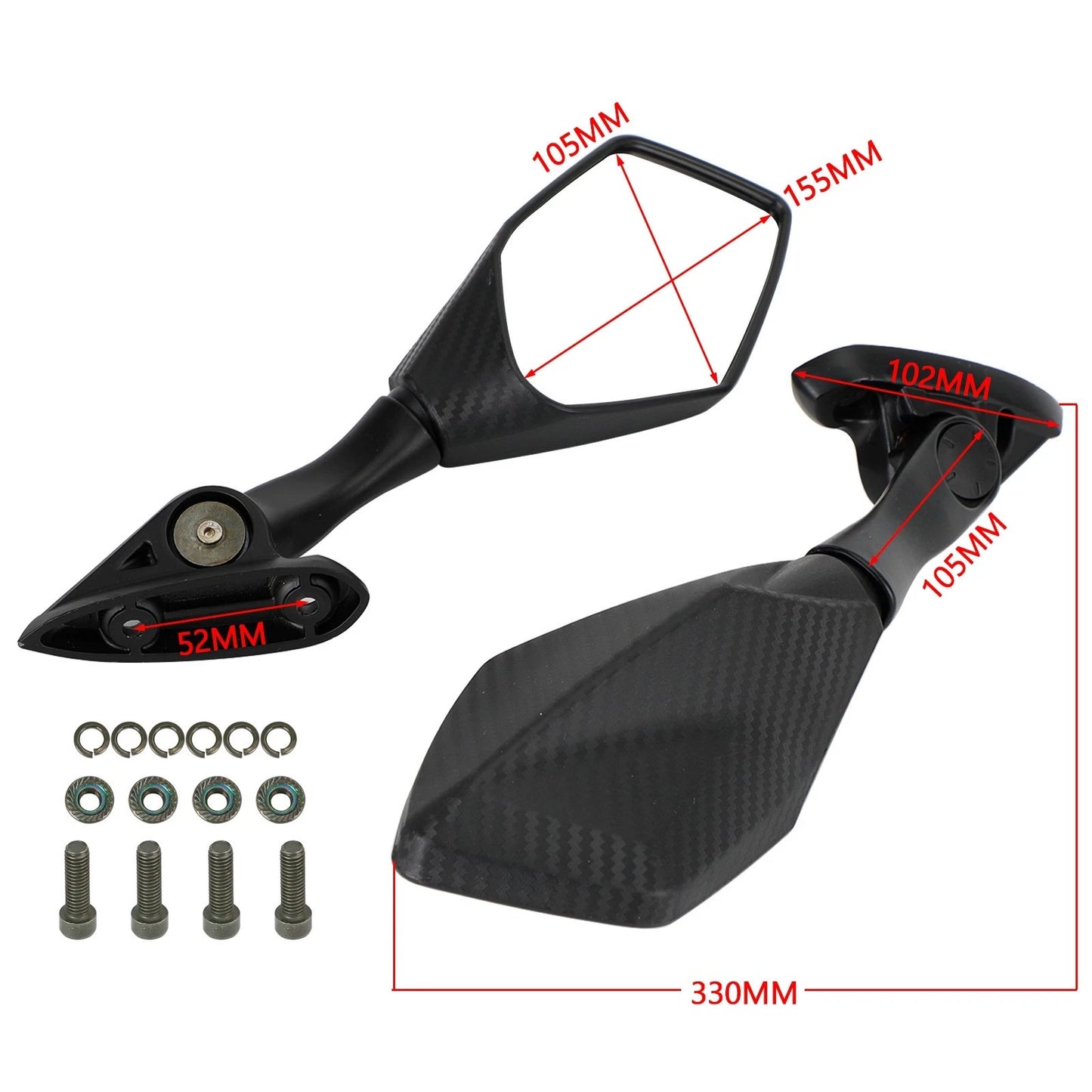 Pair Mirror for Yamaha NMax GPD 125 155 YZF-R3 R3A R25 (2015–2021)
