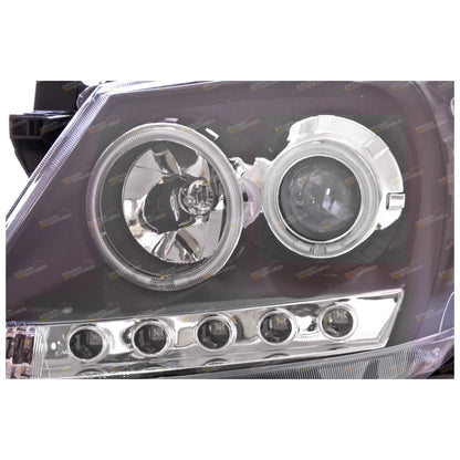 LED Angel Eye Projector Headlights for Toyota Hilux (2005–2011) Black