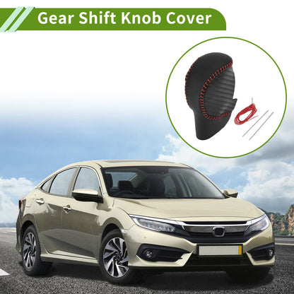 Gear Shift Knob Cover for Honda Civic (2022–2024) Black Carbon Fiber Red