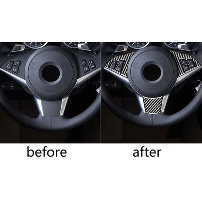 Carbon Fiber Steering Wheel Button Frame Cover for BMW 6 Series E63 E64 (2004-2010)