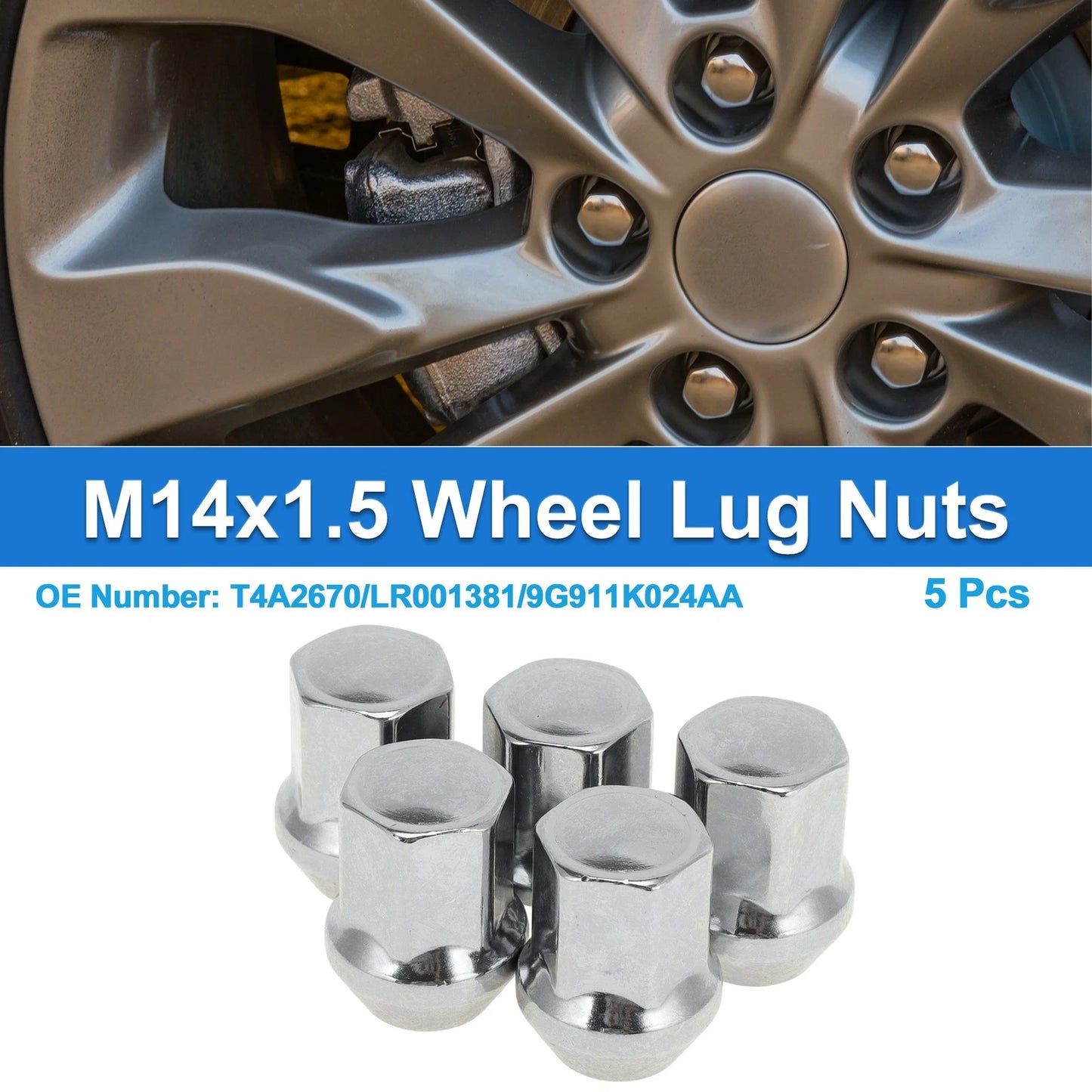 5 Pcs M14x1.5 Wheel Lug Nuts for Land Rover Discovery Sport (2015–2021) No.T4A2670
