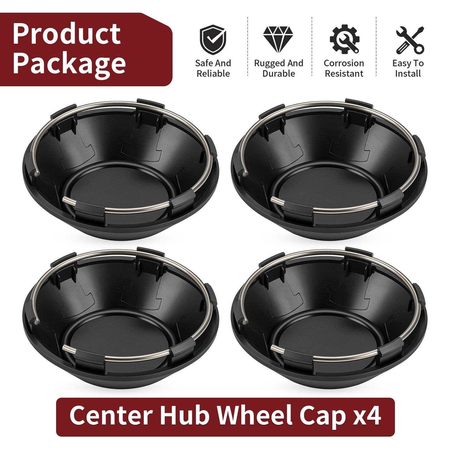 Set of 4 Center Hub Wheel Caps for Polaris General 1000 XP (2016–2023)