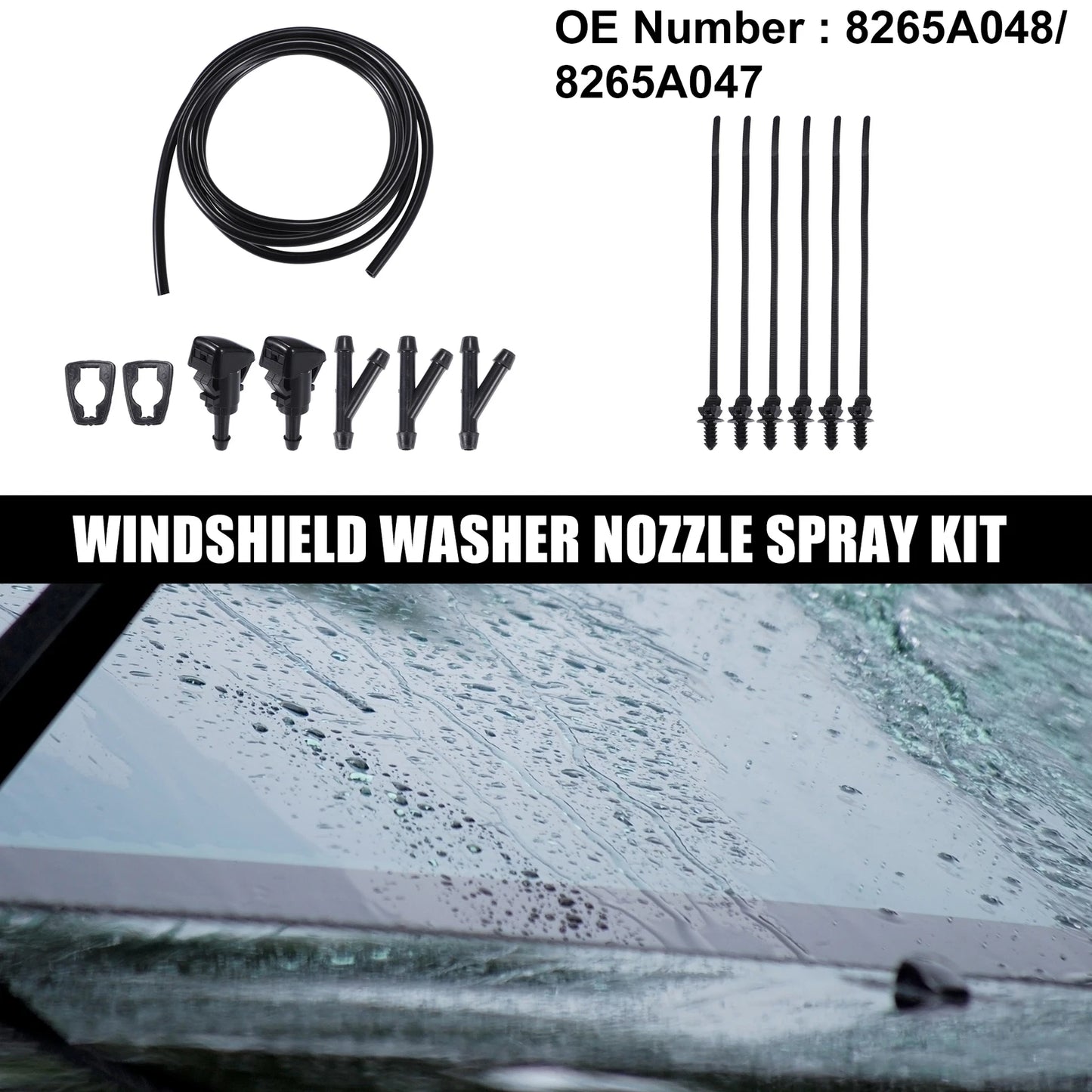 Set of 2 Windshield Washer Nozzles No. 8265A048 for Mitsubishi Eclipse