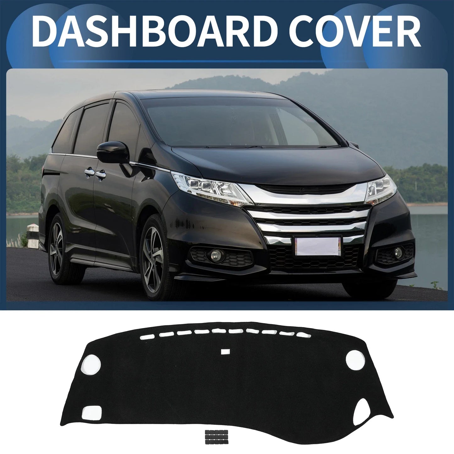 Dashboard Dash Cover Mat for Honda Odyssey RB3 RB4 2016-2019 Black Set