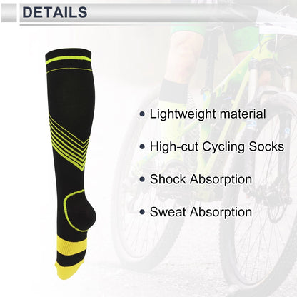 Cycling Socks Size M Shock Absorption High-Cut Yellow